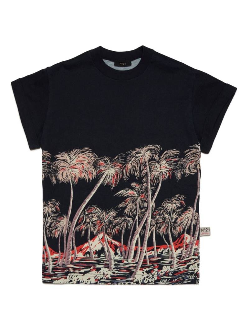 Nº21 Kids palm tree-print cotton T-shirt - Black von Nº21 Kids