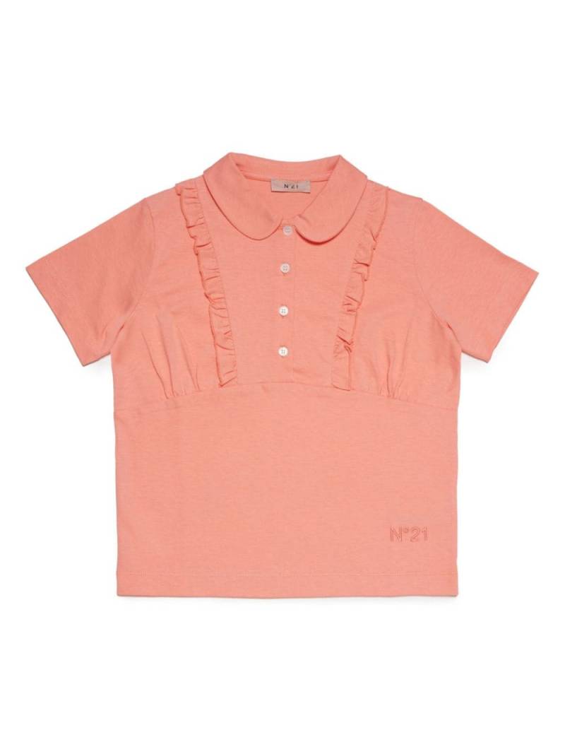 Nº21 Kids ruffled-detail cotton T-shirt - Orange von Nº21 Kids