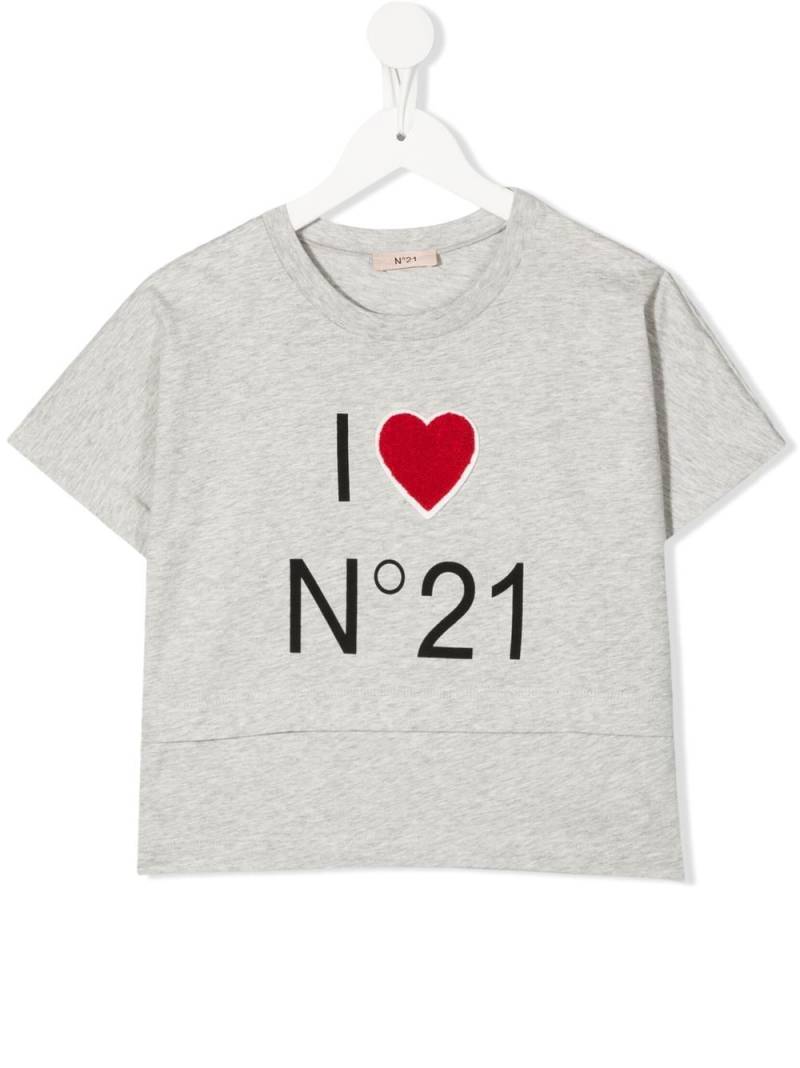 Nº21 Kids slogan-print short-sleeve T-shirt - Grey von Nº21 Kids