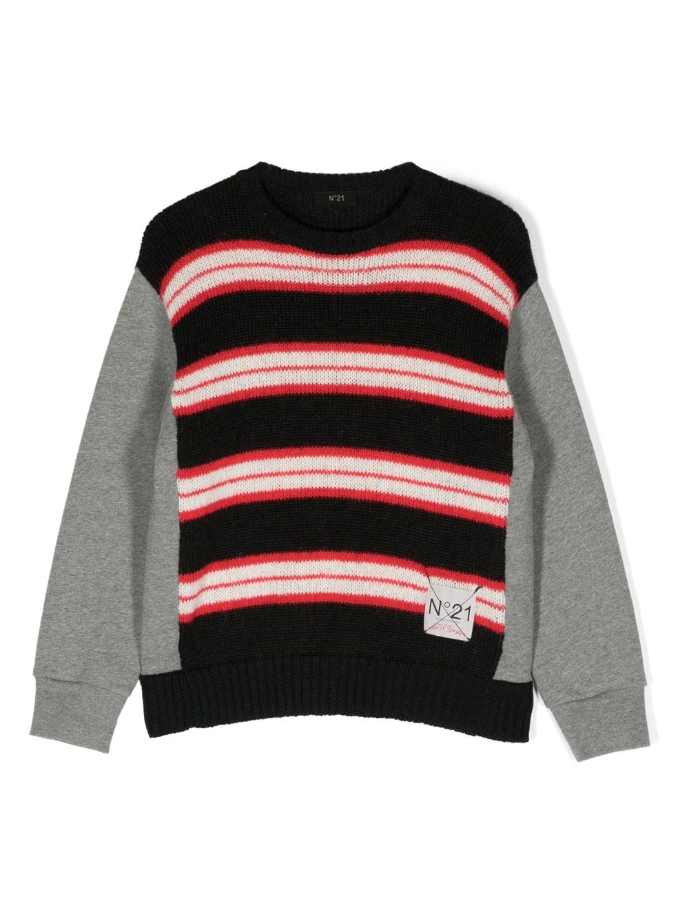 Nº21 Kids stripe-print knit jumper - Black von Nº21 Kids