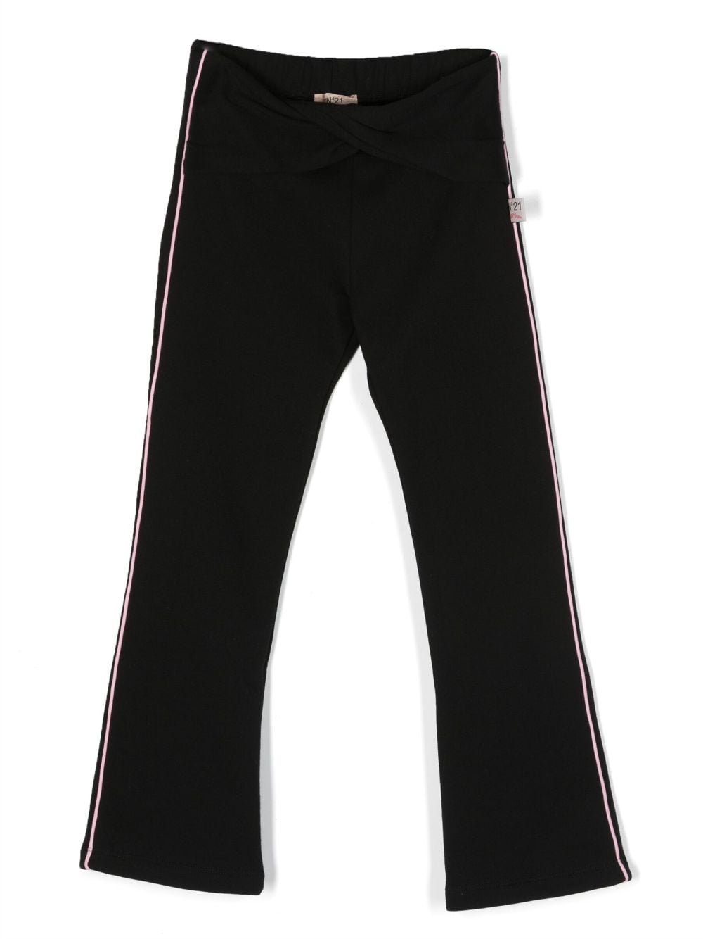 Nº21 Kids striped twist-detail cotton trousers - Black von Nº21 Kids