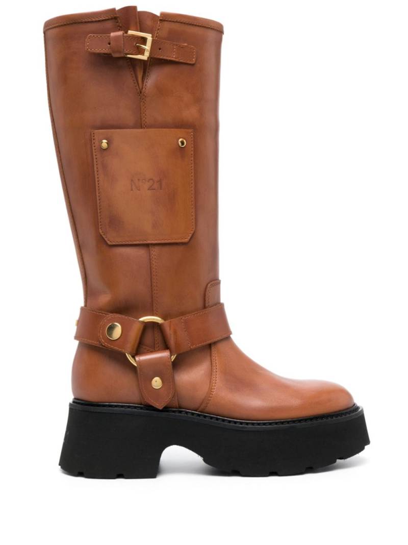 Nº21 60mm debossed-logo leather boots - Brown von Nº21