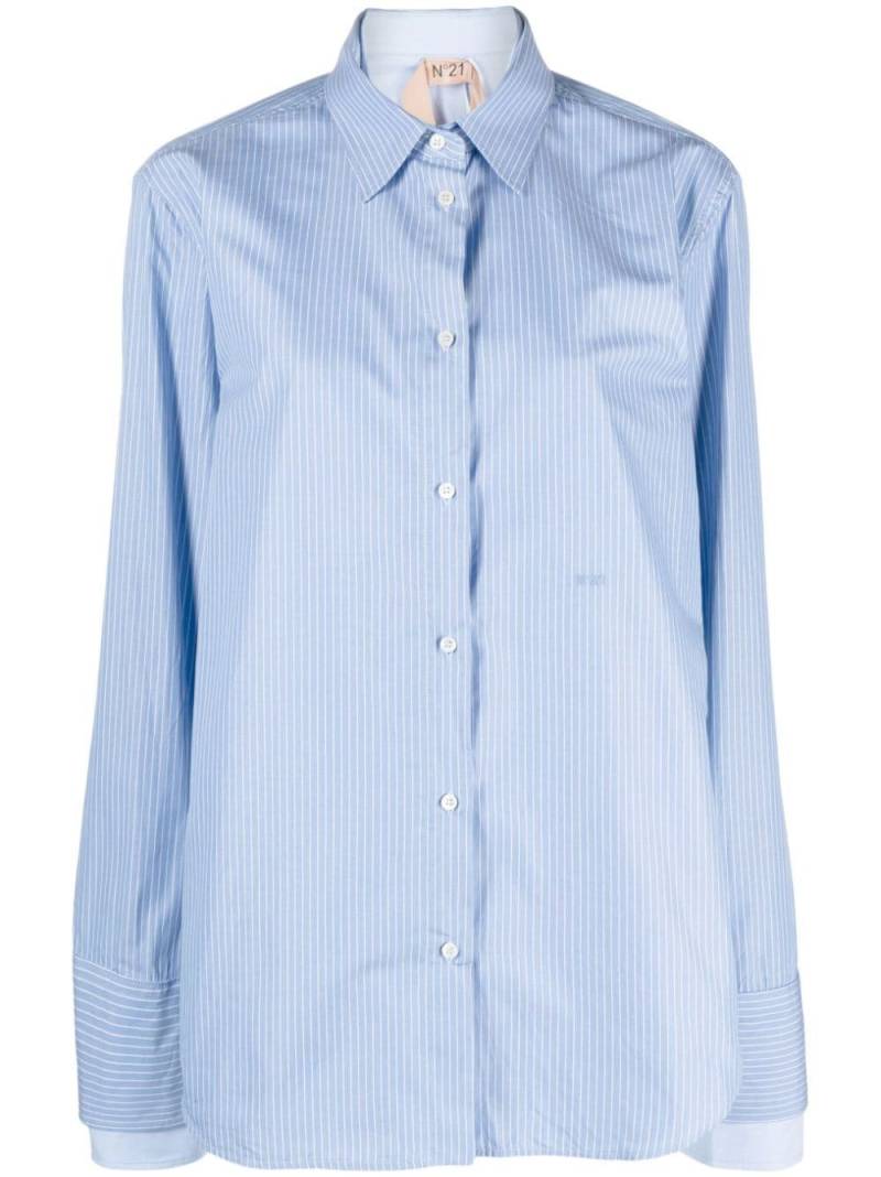 Nº21 layered striped cotton shirt - Blue von Nº21