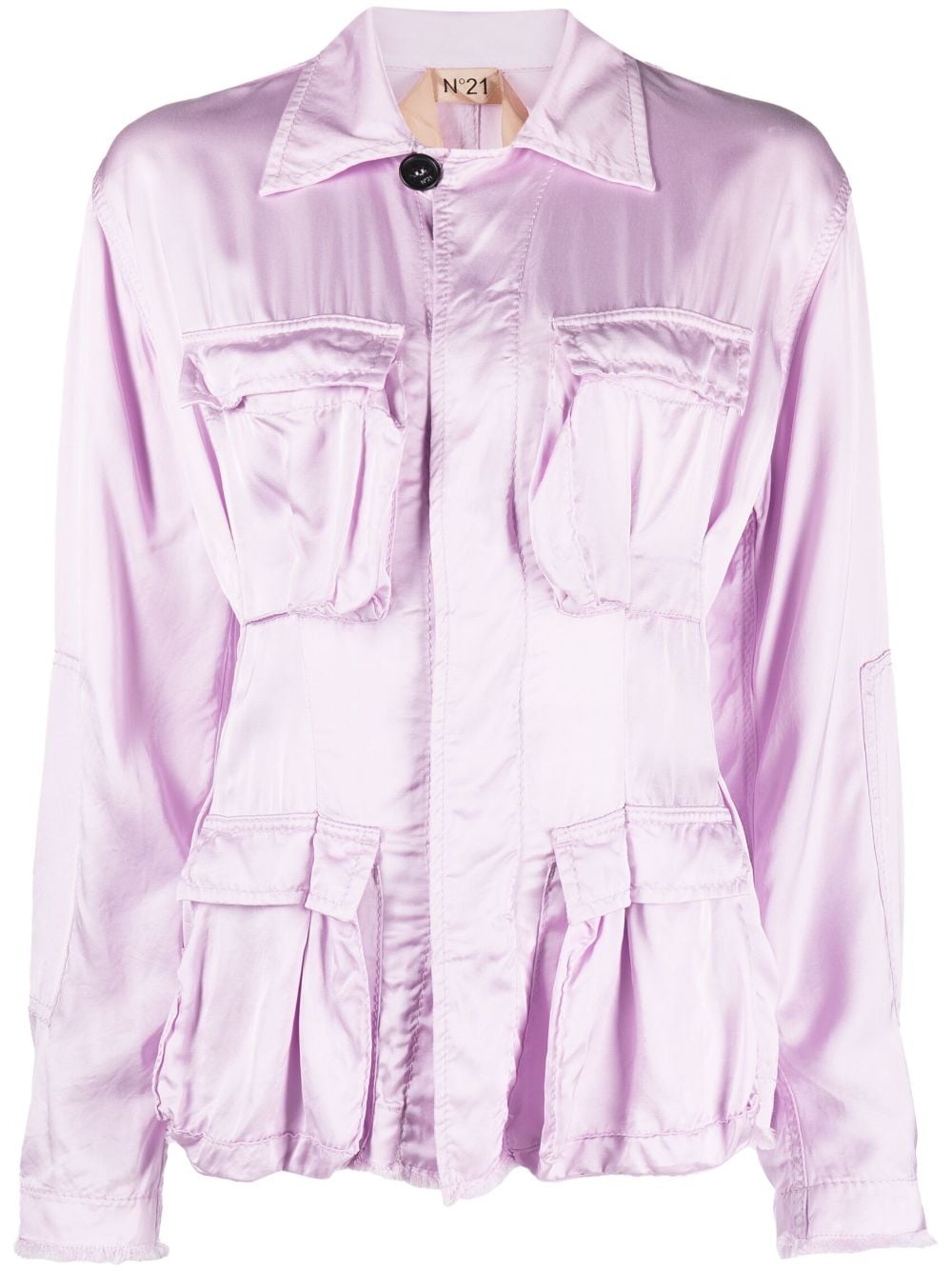 Nº21 cargo-pocket satin shirt - Purple von Nº21