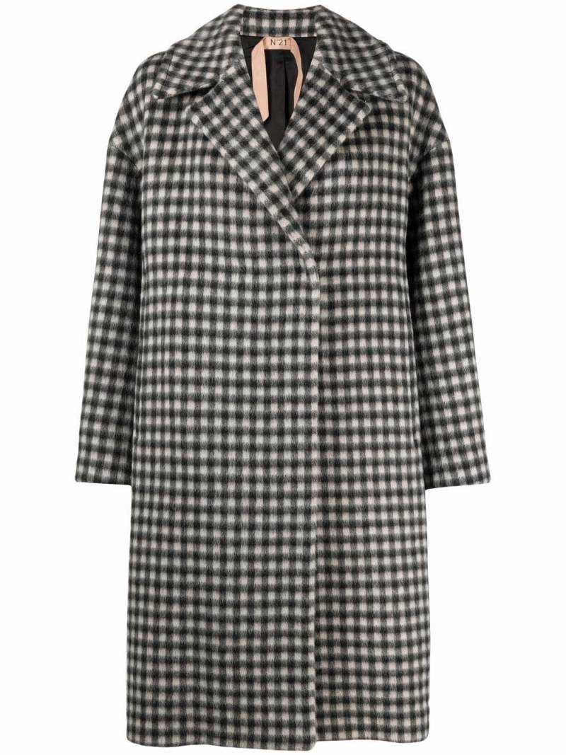 Nº21 check-pattern drop-shoulder coat - Black von Nº21