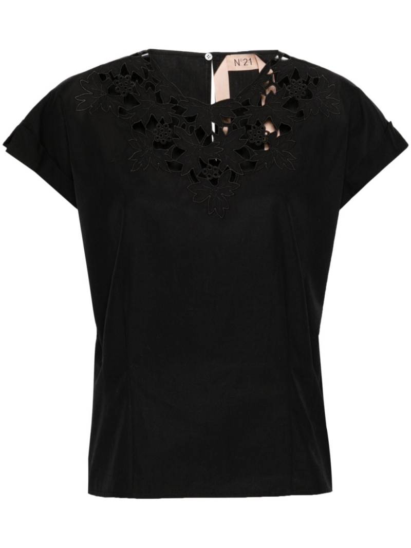 Nº21 guipure cotton blouse - Black von Nº21