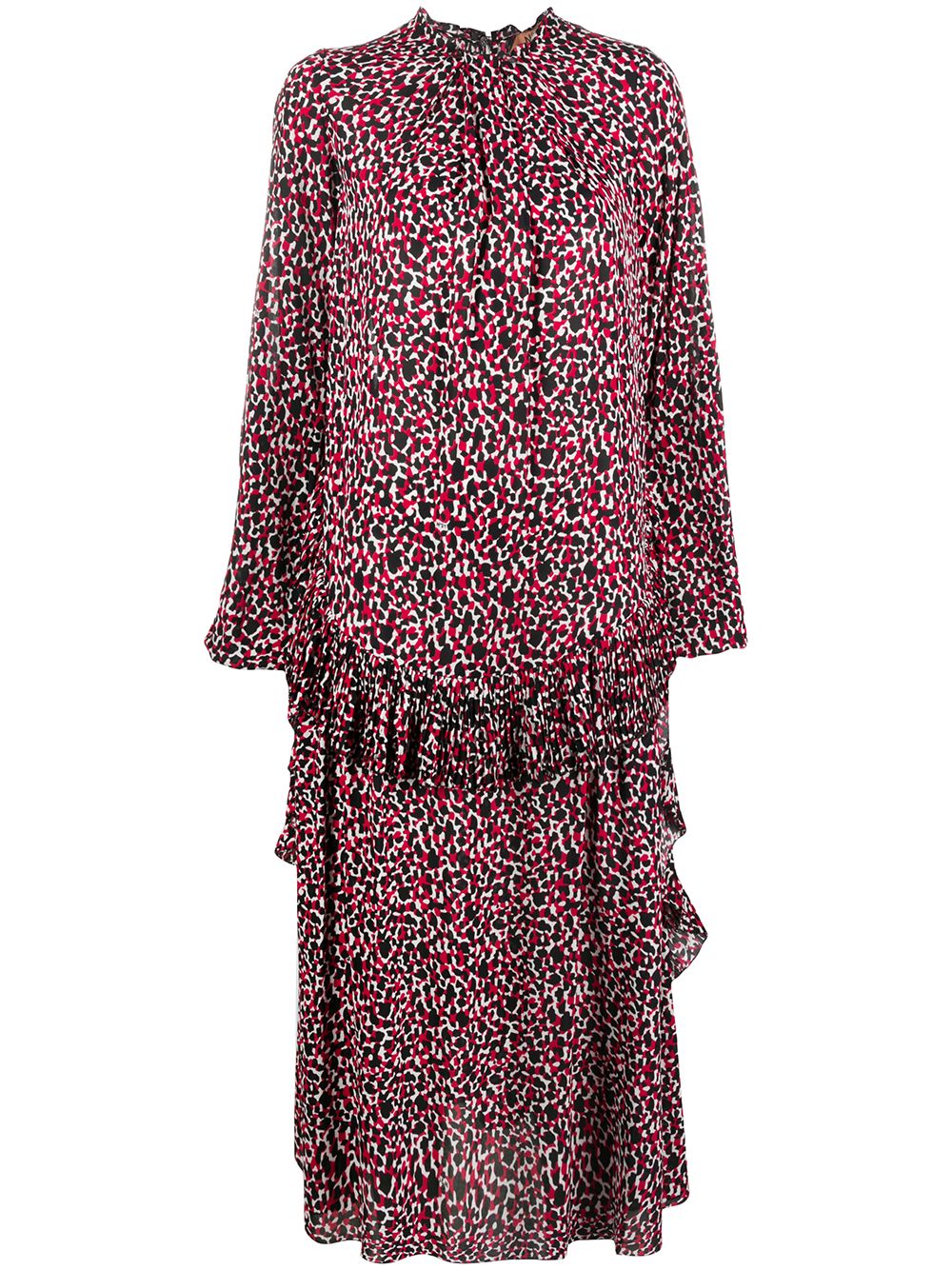 Nº21 leopard print frilled midi dress - Red von Nº21