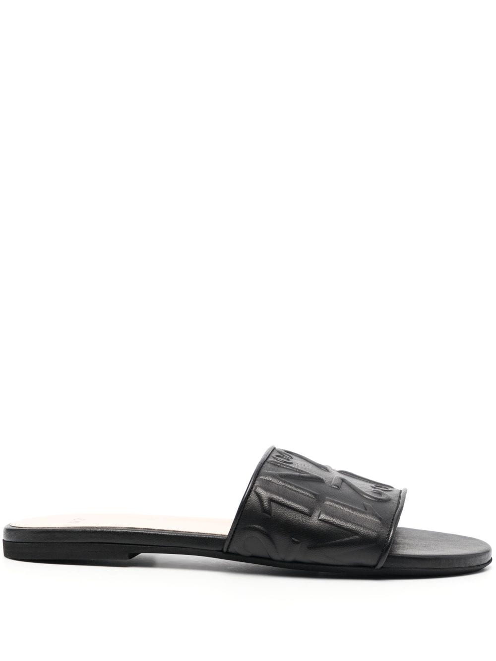 Nº21 logo-embossed leather slides - Black von Nº21