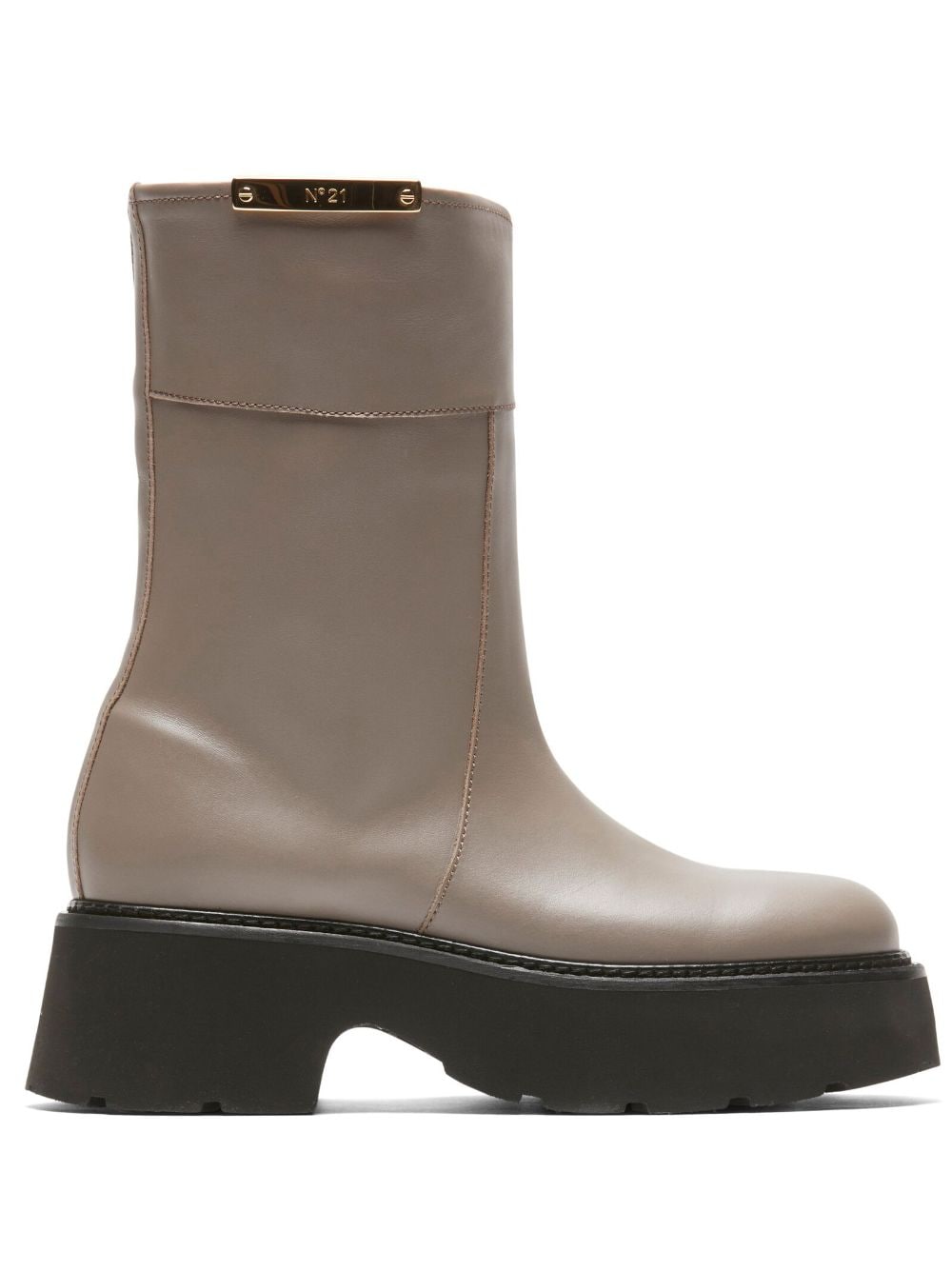 Nº21 logo-plaque leather boots - Grey von Nº21