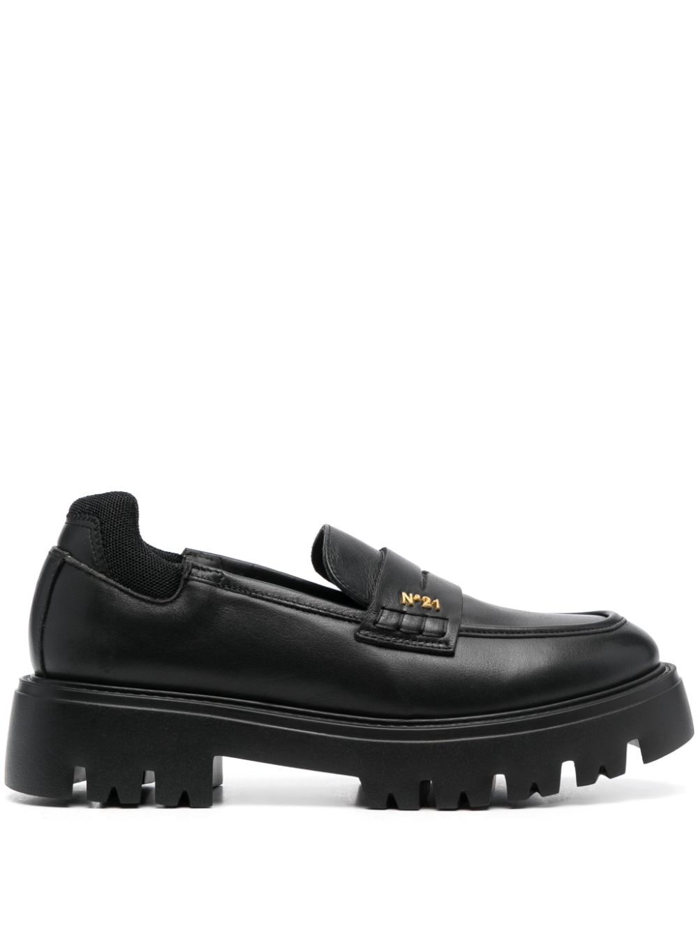 Nº21 logo-plaque leather loafers - Black von Nº21