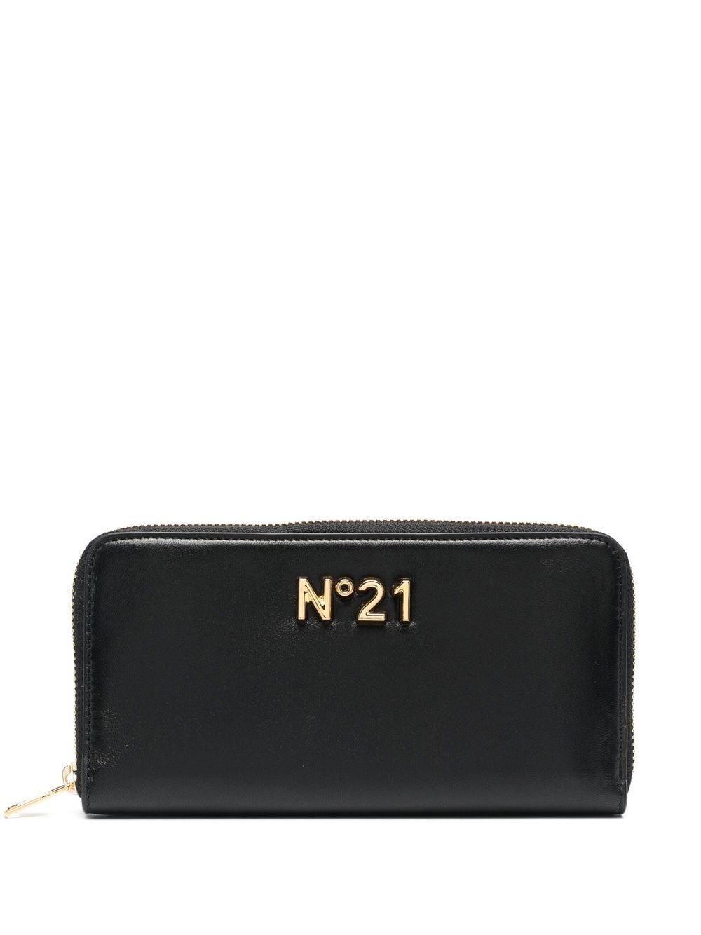 Nº21 logo plaque zip wallet - Black von Nº21