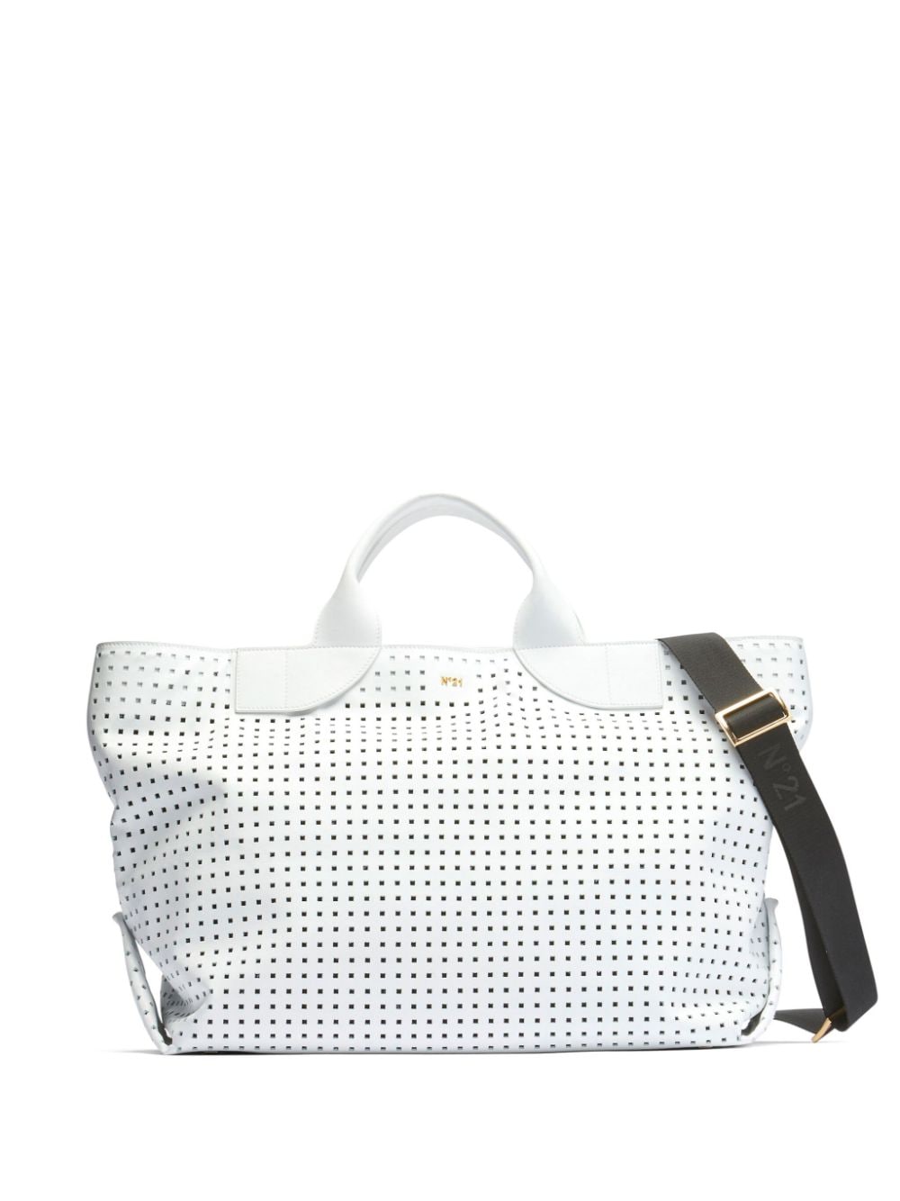 Nº21 panelled perforated tote bag - White von Nº21