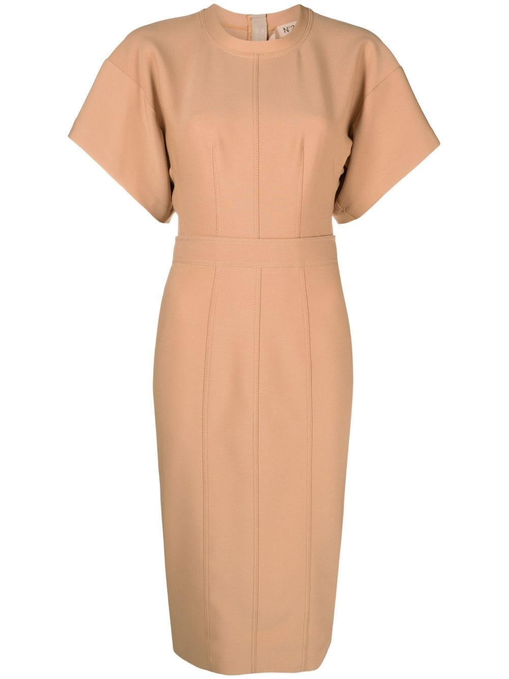 Nº21 wide-sleeve fitted midi dress - Neutrals von Nº21