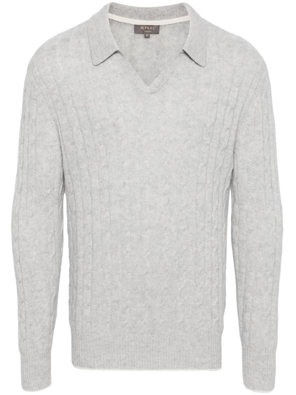 N.Peal cable-knit polo jumper - Grey von N.Peal