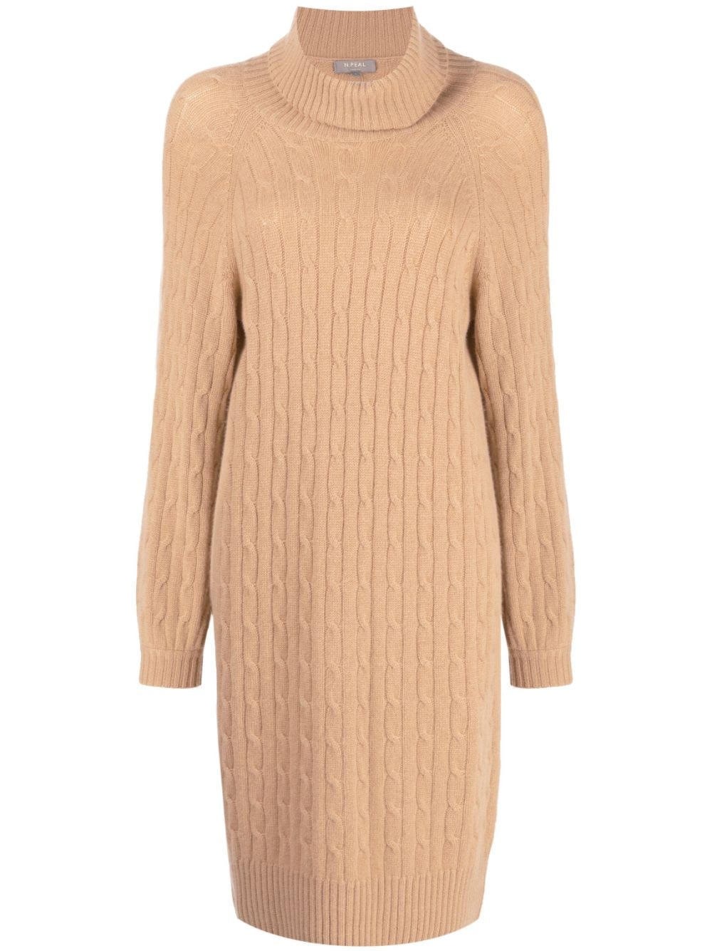 N.Peal cable-knit roll-neck dress - Neutrals von N.Peal