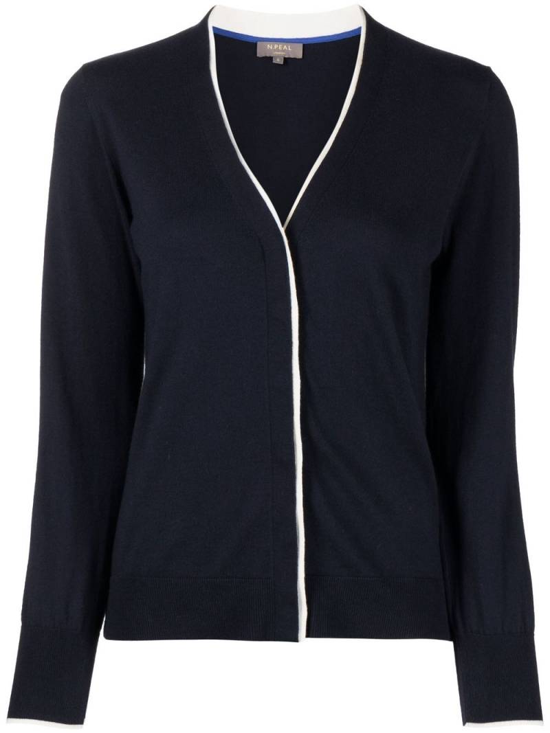 N.Peal contrasting-border cotton-cashmere cardigan - Blue von N.Peal