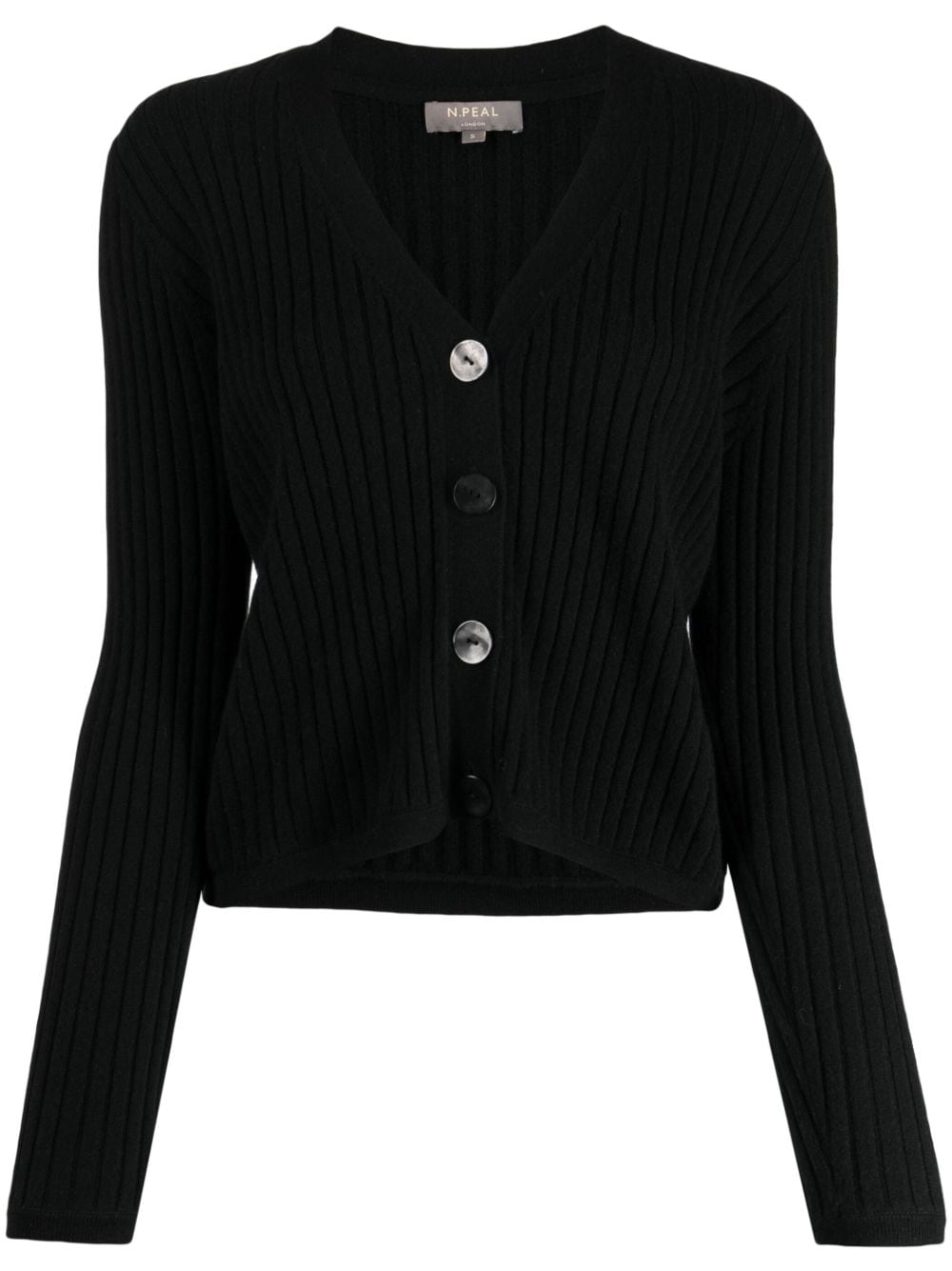 N.Peal cropped wide-ribbed cardigan - Black von N.Peal