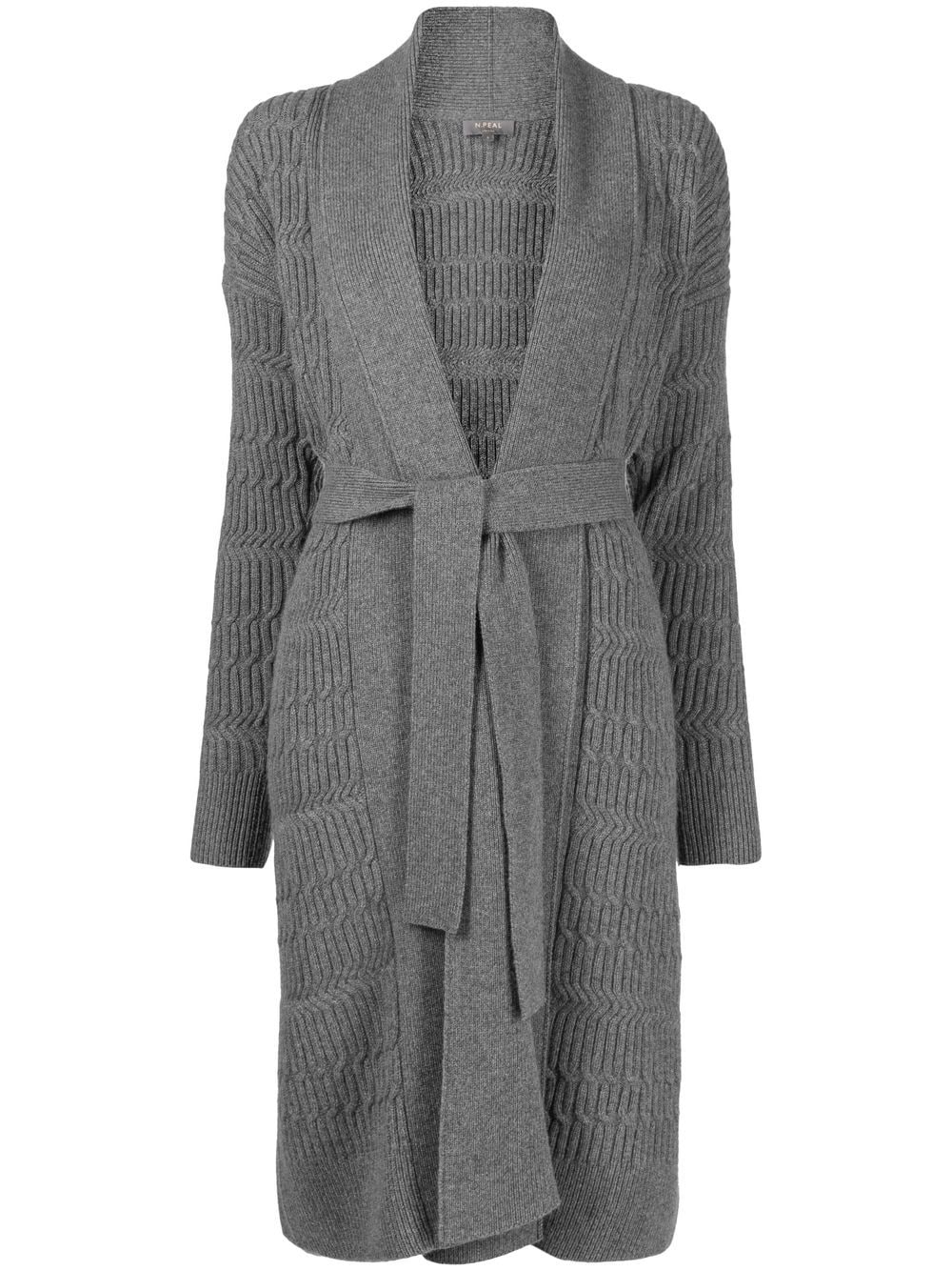 N.Peal knitted tie-waist cardi-coat - Grey von N.Peal