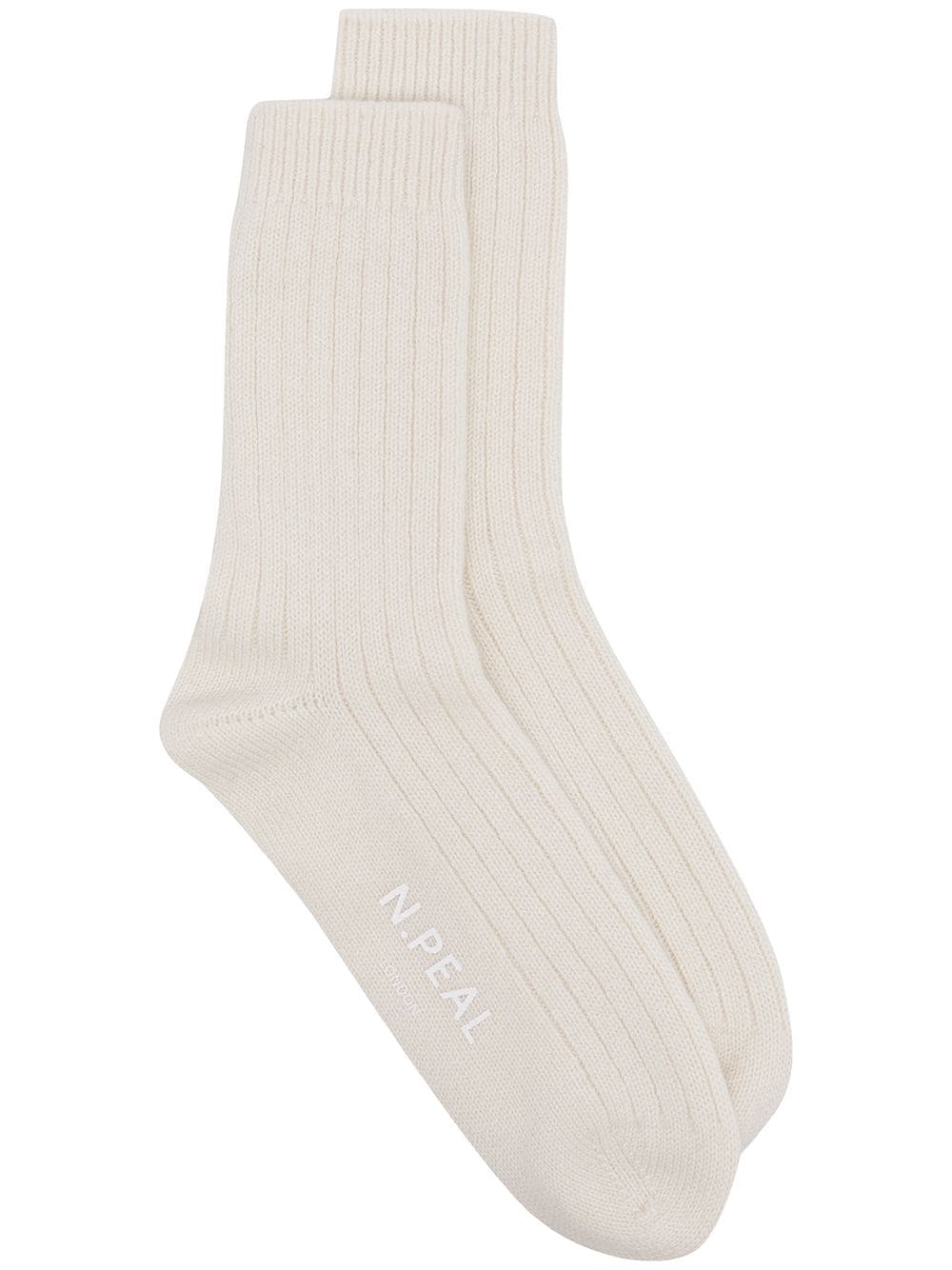 N.Peal ribbed cashmere socks - White von N.Peal