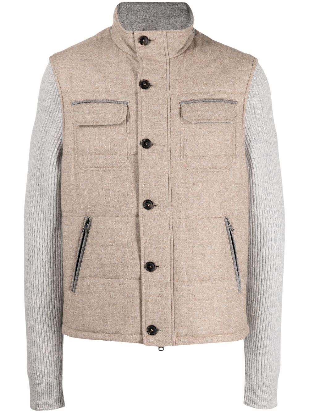 N.Peal ribbed long-sleeves quilted jacket - Brown von N.Peal