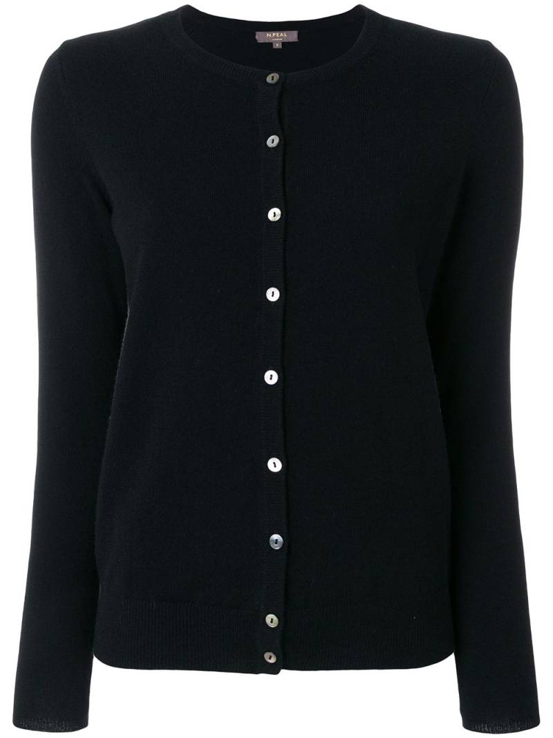 N.Peal round neck contrast button cardigan - Black von N.Peal