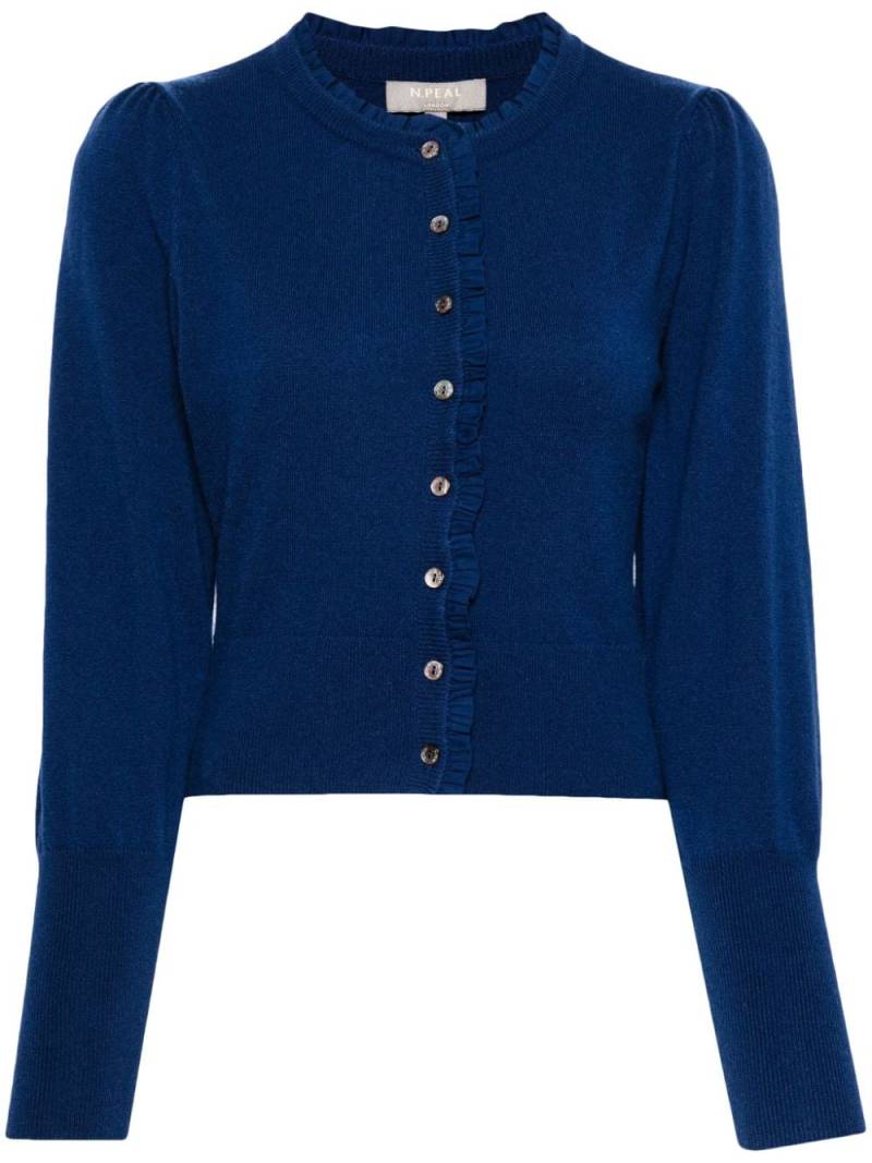 N.Peal ruffled-trim cashmere cardigan - Blue von N.Peal