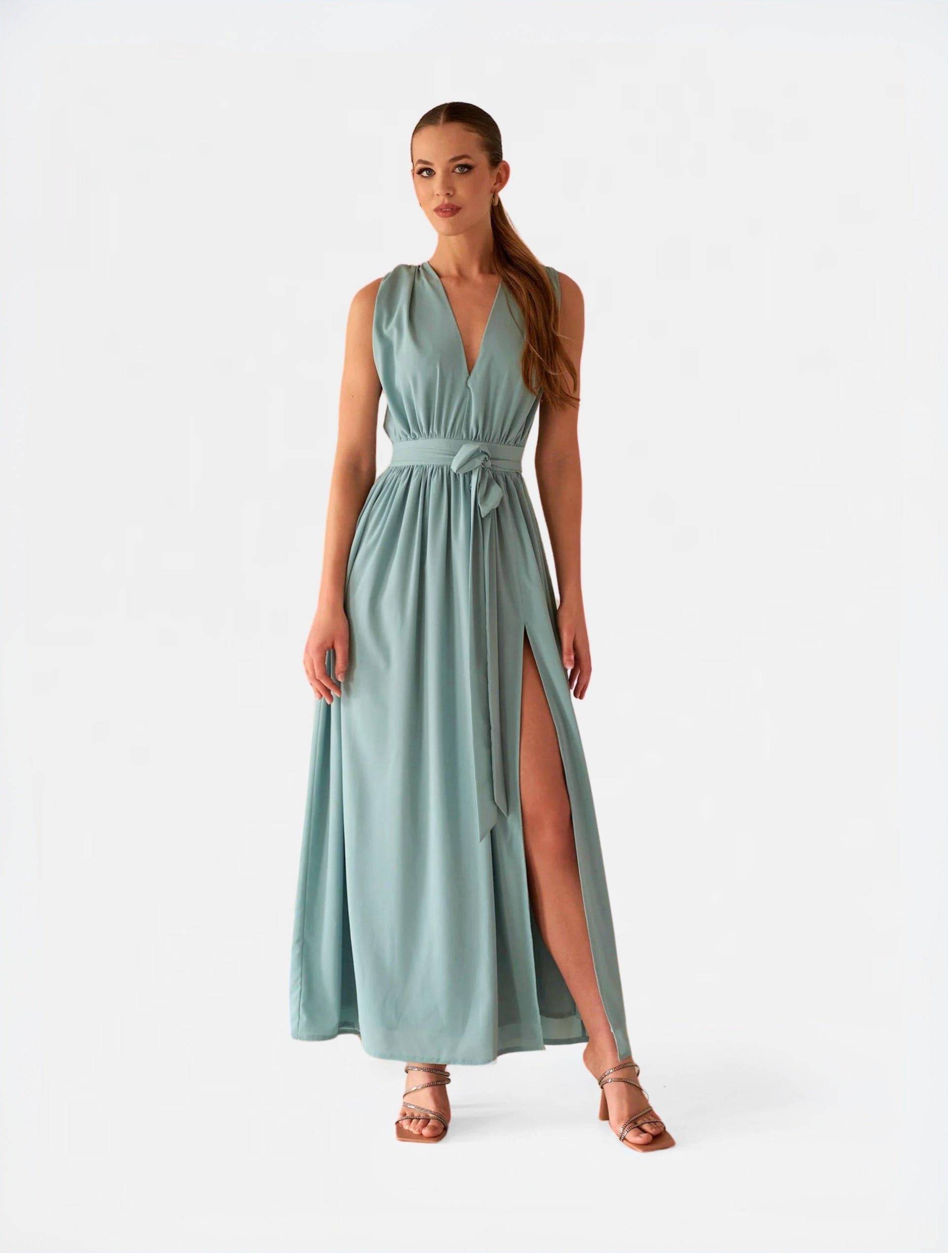 Ella Maxi Kleid Damen Taubenblau S von NANA'S