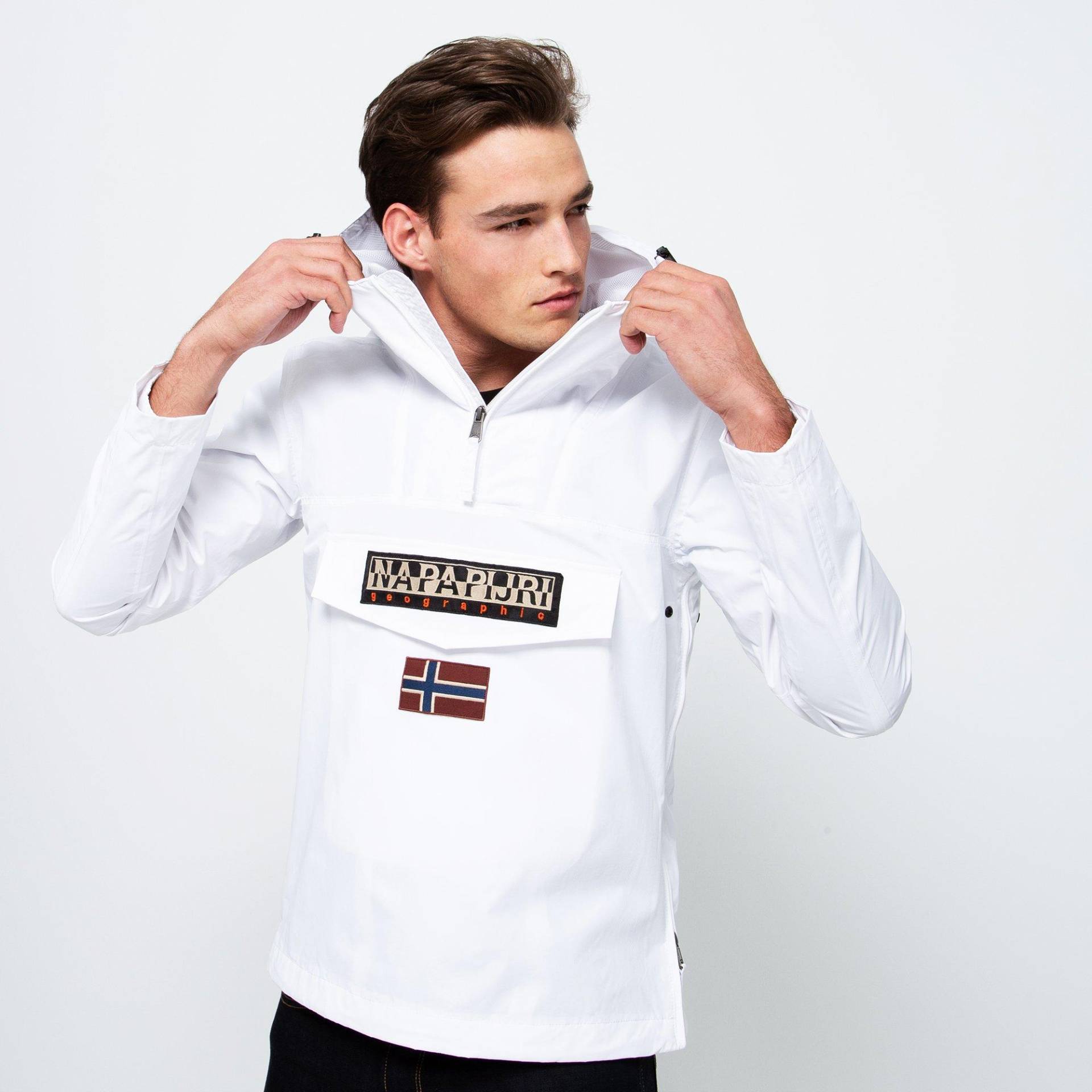 Windjacke Mit Kapuze Herren Weiss M von NAPAPIJRI