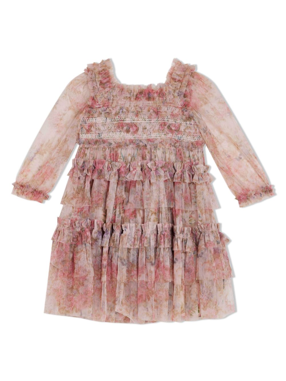 NEEDLE & THREAD KIDS Floral Wreath smocked tulle dress - Pink von NEEDLE & THREAD KIDS