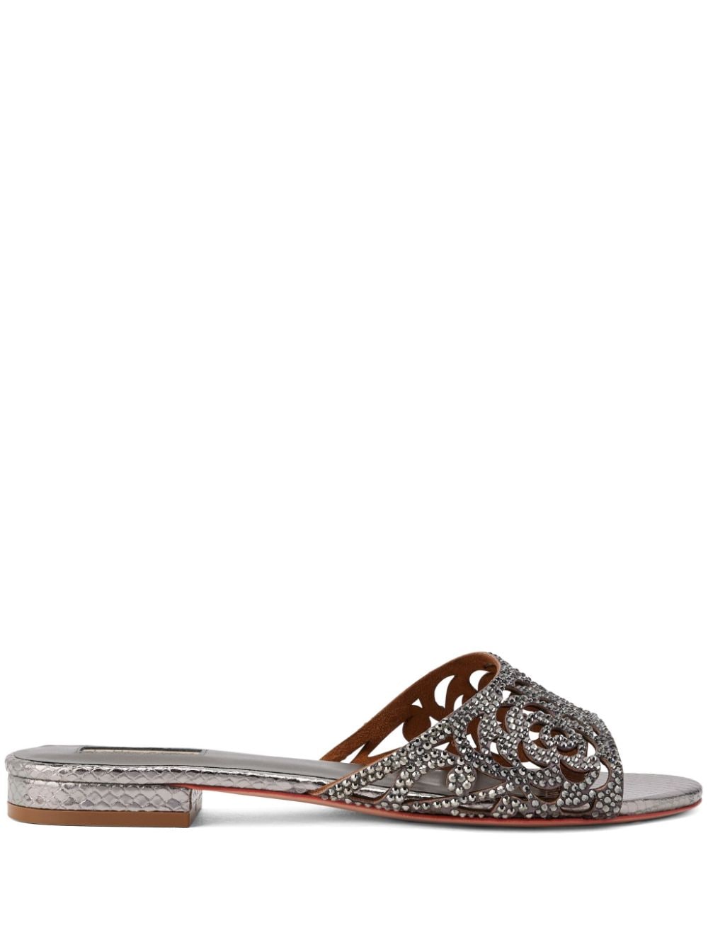 NICOLI Esmee crystal-embellished leather sandals - Silver von NICOLI