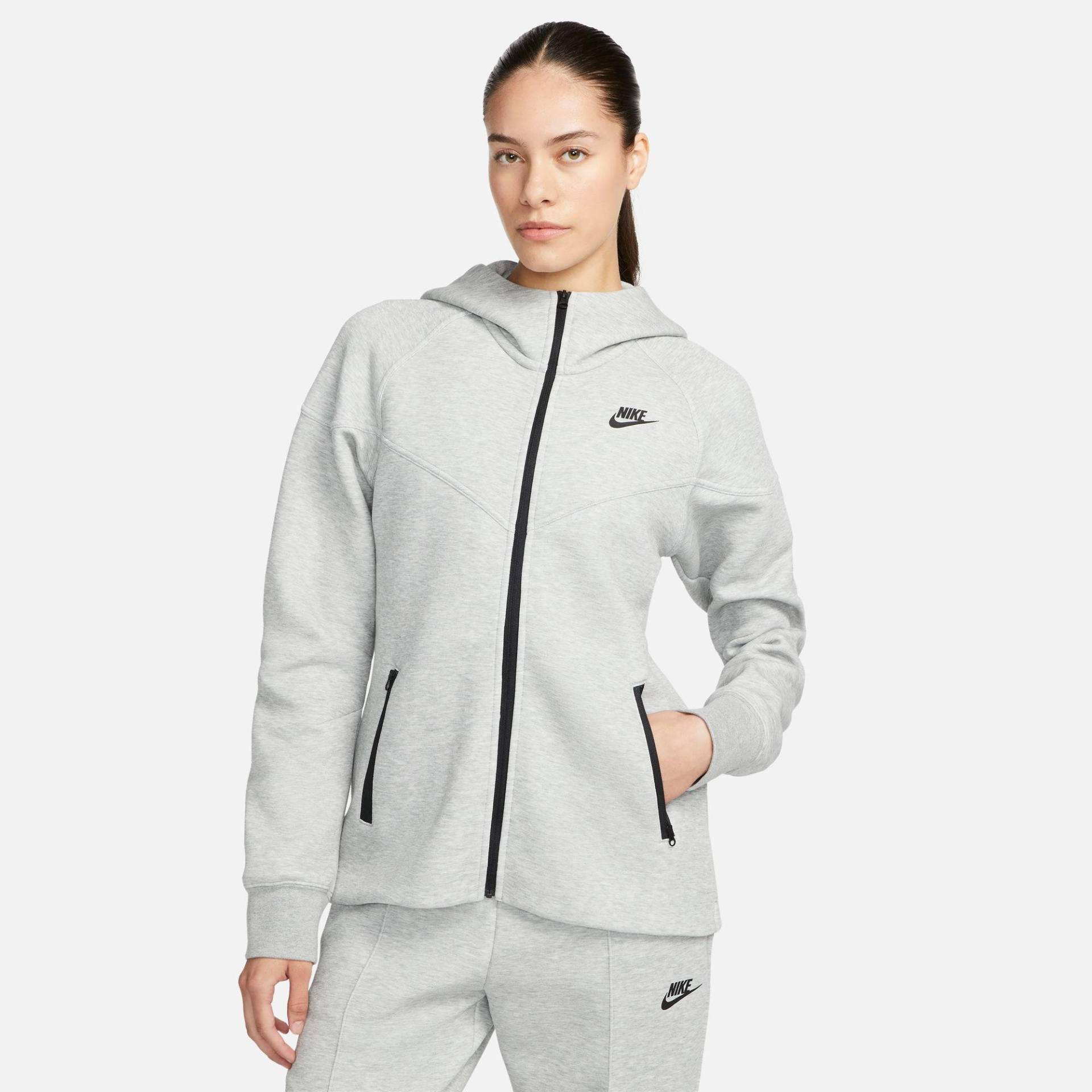 Sweatjacke Mit Kapuze Damen Grau Melange XS von NIKE