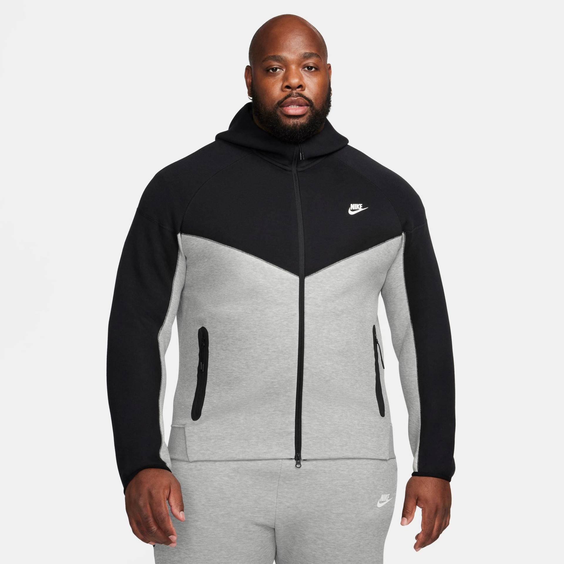 Sweatjacke Mit Kapuze Herren Hellgrau L von NIKE