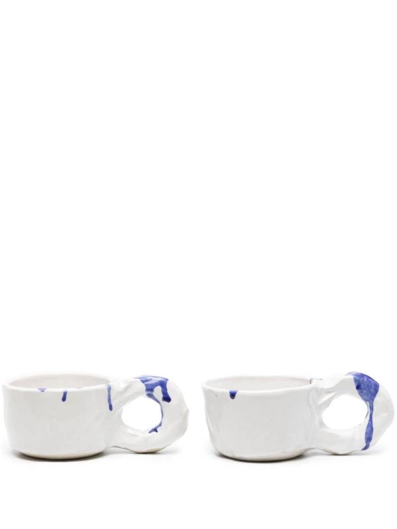 NIKO JUNE Studio paint-splatter ceramic cups (set of two) - White von NIKO JUNE