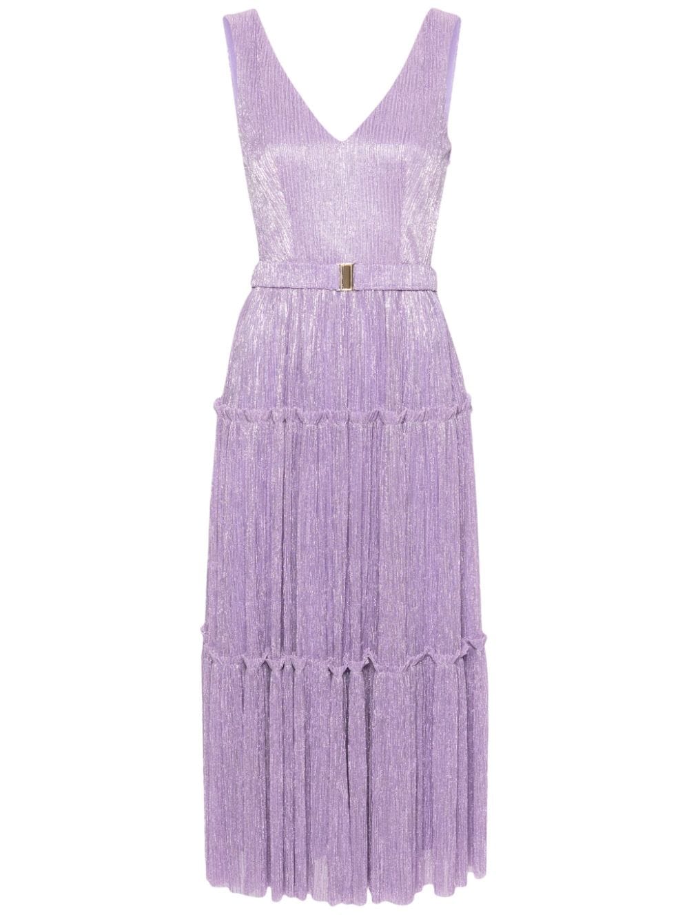 NISSA belted lurex midi dress - Purple von NISSA