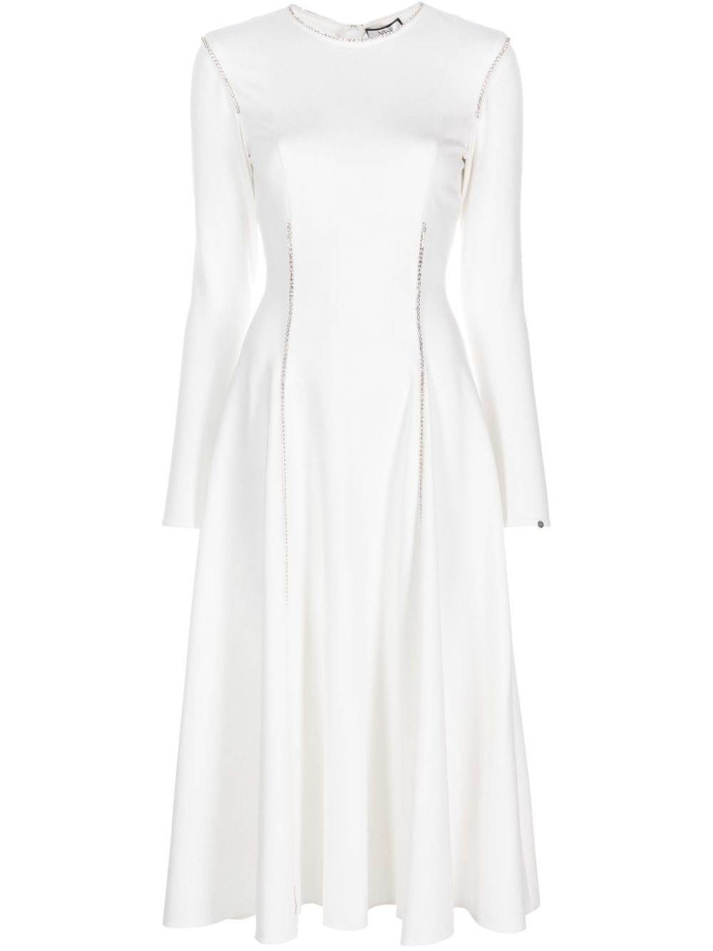 NISSA crystal-embellished long-sleeve dress - White von NISSA