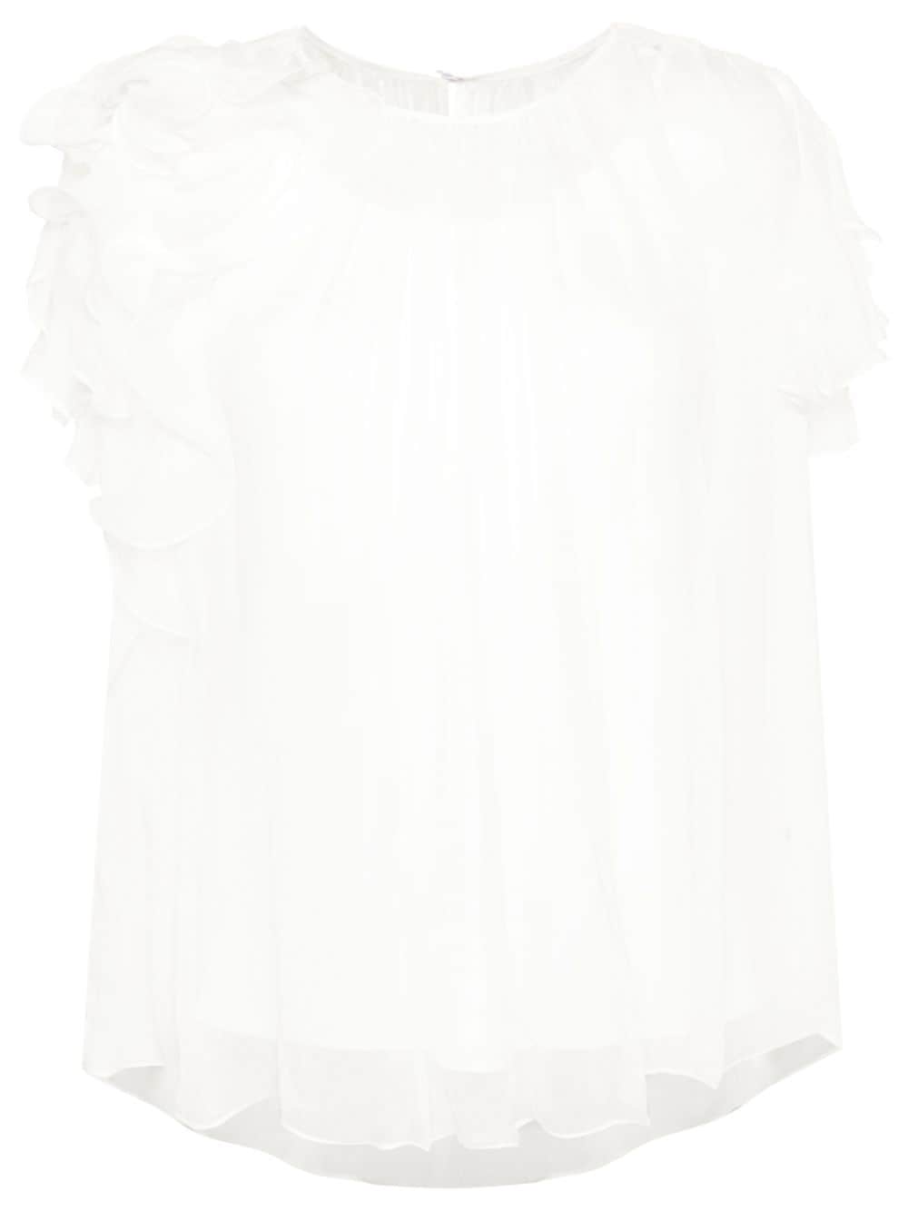 NISSA floral-appliqué silk blouse - White von NISSA