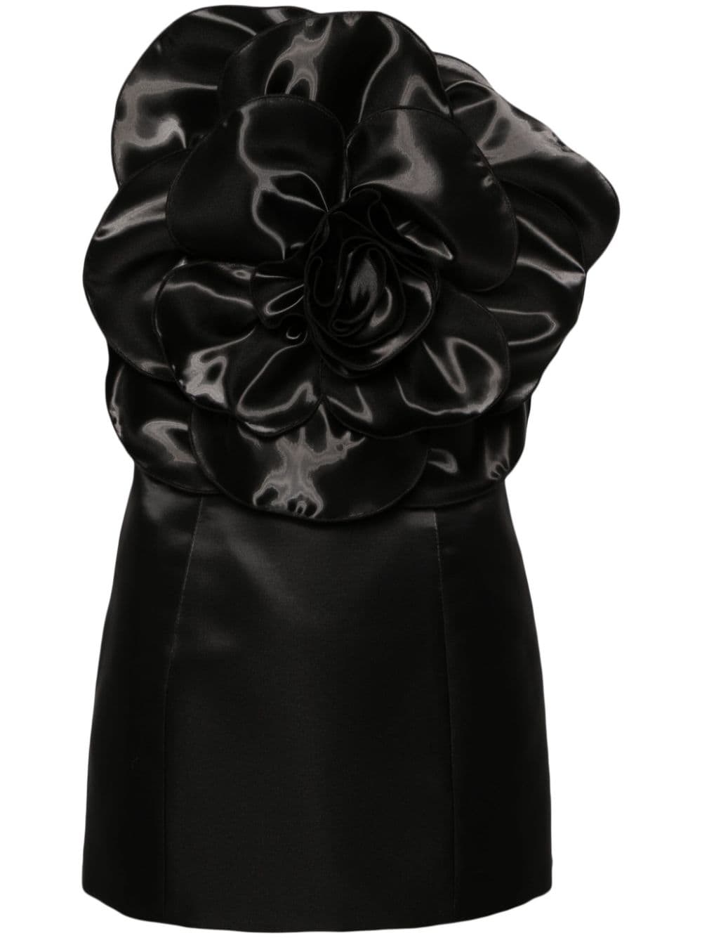 NISSA floral-appliqué taffeta minidress - Black von NISSA