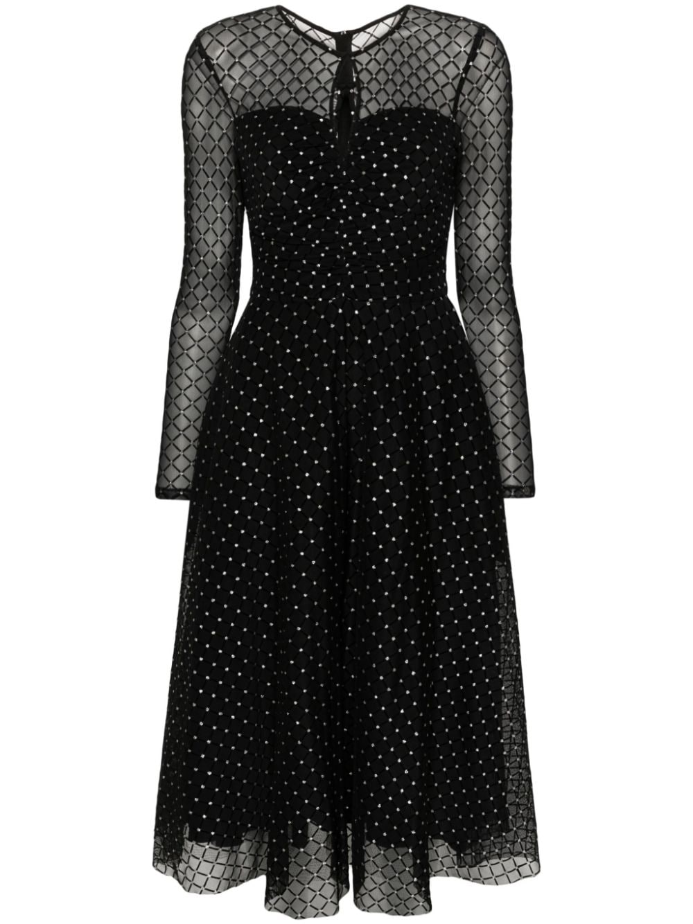 NISSA glitter-dots flared midi dress - Black von NISSA