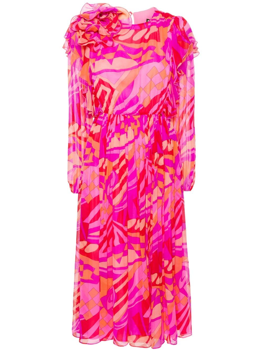 NISSA graphic-print silk midi dress - Pink von NISSA