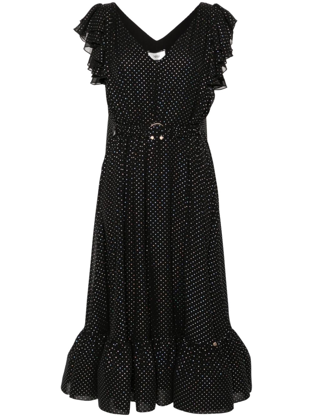 NISSA polka-dot belted midi dress - Black von NISSA