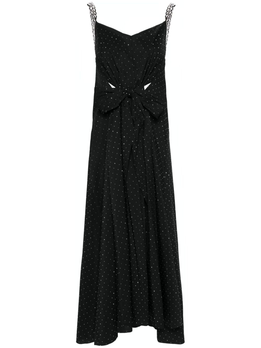 NISSA rhinestone-embellished flared midi dress - Black von NISSA