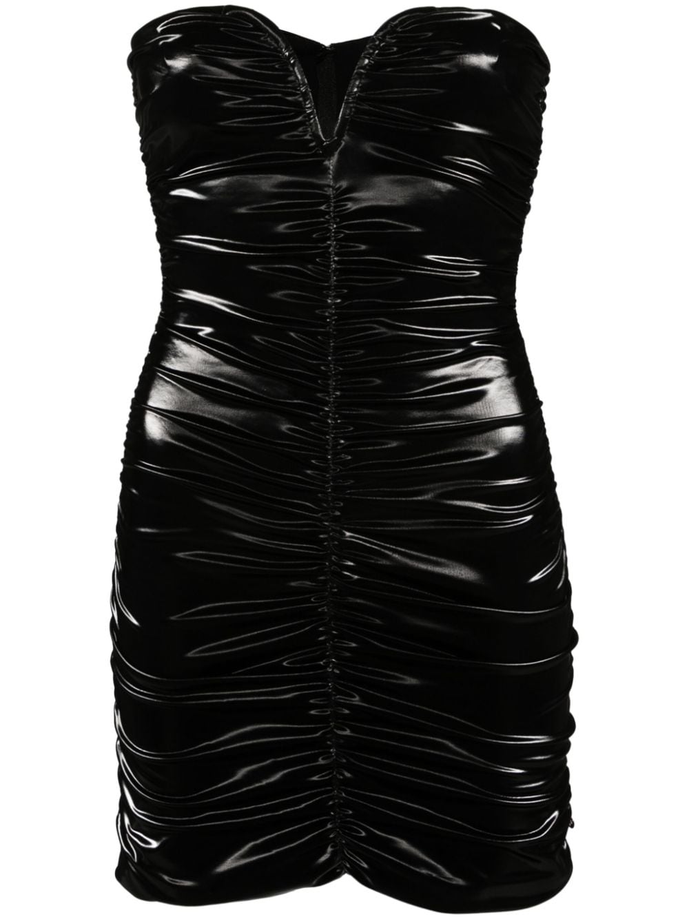 NISSA ruched faux-leather minidress - Black von NISSA