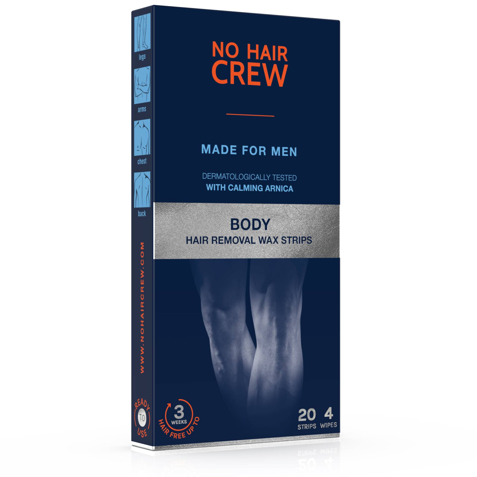 Kaltwachsstreifen Für Den Körper – Für Männer Unisex  20Stück von NO HAIR CREW