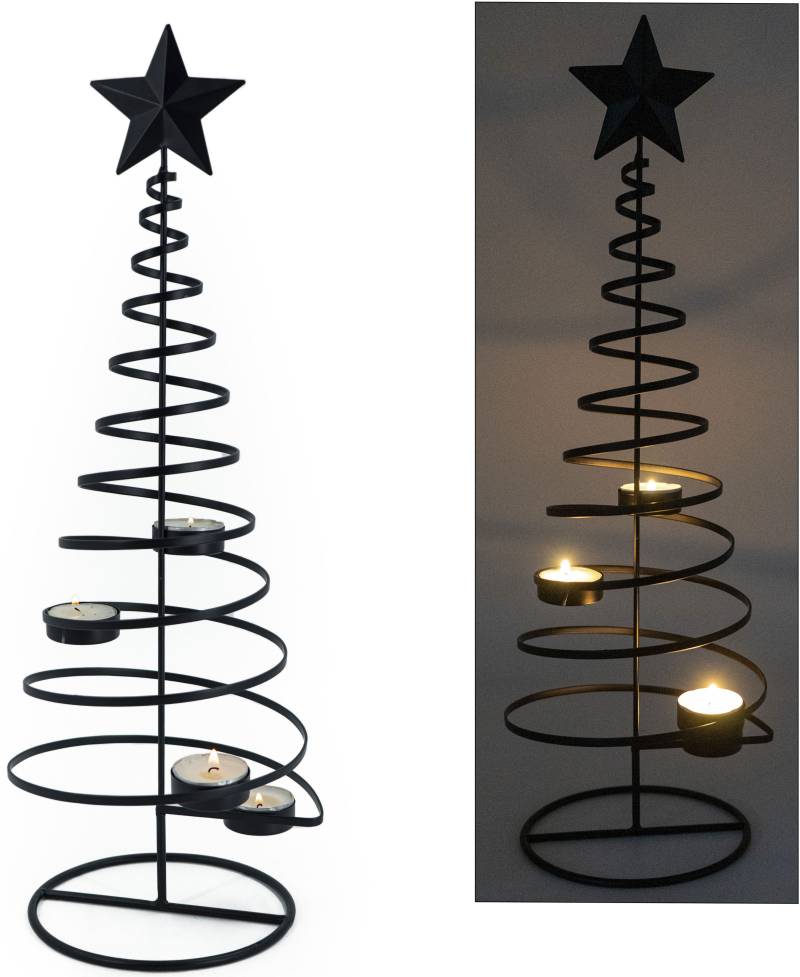 NOOR LIVING Kerzenhalter »Teelichthalter BAUM, aus Metall, mit Stern-Spitze«, (1 St.), 4-flammig, Advendsleuchter, Höhe ca. 51 cm von NOOR LIVING
