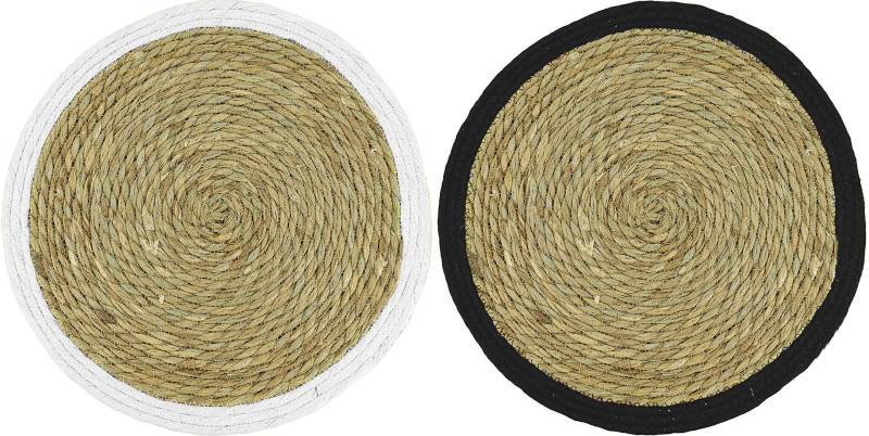 NOOR LIVING Platzset »Platzmatte Ø 38 cm«, (Set, 2 St.), aus Pflanzenfaser mit farbiger Umrandung von NOOR LIVING