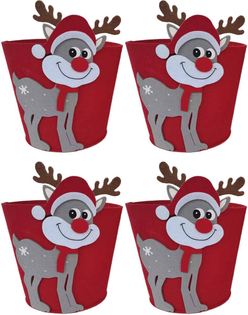 NOOR LIVING Weihnachtsfigur »Körbchen mit Elchmotiv, auf Filz, Geschenkkorb, Ø ca. 21 cm«, Weihnachtsdeko, Tierfigur, Winterdekoration von NOOR LIVING
