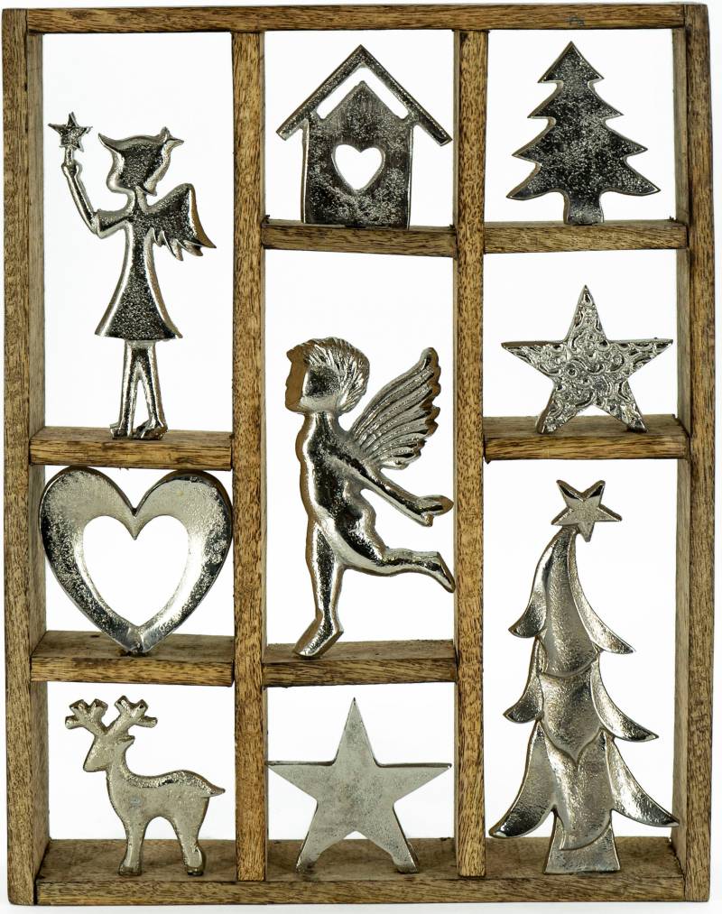 NOOR LIVING Weihnachtsfigur »Setzkasten aus Holz und Metall, Wanddekoration«, Dekoobjekt, Weihnachtsdeko, Höhe ca. 40 cm von NOOR LIVING