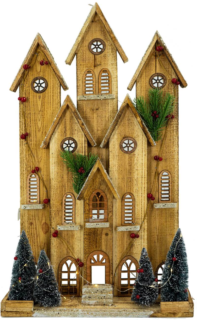 NOOR LIVING Weihnachtshaus »Weihnachtsdeko«, Kirche mit integrierter LED-Beleuchtung, Höhe 73 cm von NOOR LIVING