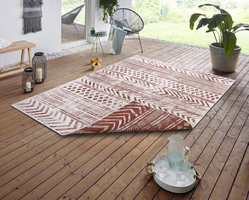 NORTHRUGS Teppich »BIRI Wendeteppich«, rechteckig, 5 mm Höhe, In-& Outdoor, Wetterfest, Balkon, Läufer, Wohnzimmer, Wasserfest, Boho von NORTHRUGS