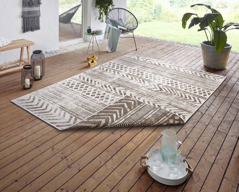 NORTHRUGS Teppich »BIRI Wendeteppich«, rechteckig, 5 mm Höhe, In-& Outdoor, Wetterfest, Balkon, Läufer, Wohnzimmer, Wasserfest, Boho von NORTHRUGS
